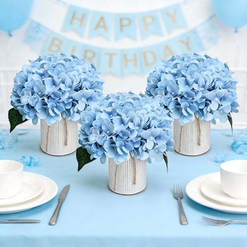 Pastel Blue Flower Table Centerpieces - Set of 6 - Image 3