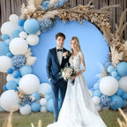 2 Pcs 7.2 FT Baby Blue Round Backdrop Cover for 5 to 7.2ft Circle Arch Stand with Oh Baby and Happy Birthday Decal Sign - Arch Backdrop Cover for Wedding Party Photography Decoration - Image 5
