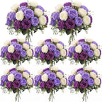 Geosar 8 Bundles Artificial Peonies Flowers,Mixed Purple, White by Geosar
