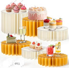 6Pcs Buffet Risers, Food Risers for Table, Foldable Cake Display Stands, Tall Cardboard Cupcakes Stand for Show Catering Desserts Jewelry Wedding Birthday Party Decoration (Yellow White) by Unknown