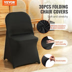 VEVOR Elastic Spandex Folding Chair Cover Universal Fit Chair Cover Removable Washable Protective Sofa Cover for Weddings, Festivals, Banquets, Parties, Celebrations, Dinners (Black-c, 30PCS) - Image 2
