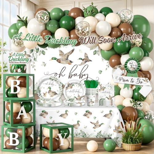 302PCS Cocomigo Mallard Duck Baby Shower Set, All-in-One Kit, Serves 25 by cocomigoPartyHome