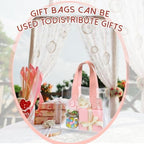 Sweetude 24 Pcs Clear Gift Bags with Handle Plastic Small Tote, pink - Image 4