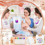 Panitay 100 Pcs DIY Baby Bibs Decorating Kit 50 White Bibs 25 Stencils 24 Markers 1 Baby Shower Game Sign - Image 6