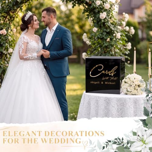 Ripeng Acrylic Black Wedding Card Box with Lock, Wedding Reception Decor - Image 6