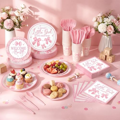 400 Pcs Pink Bows Baby Shower Party Decoration Girl for 50 - Image 4