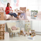 BAMBOOHOMIE Baby Shower Crate Closet, Baby Baskets with Hangers Handle, Baby Crate Box for Baby Shower, Welcome Gift Basket for Newborn Baby, Pregnancy Gift for New Parents (White, Small Size) - Image 7