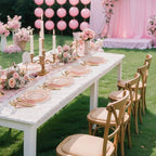 350Pcs Pink Gold Rim Disposable Plastic Dinnerware Party Set - Image 5