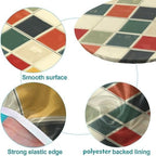 Vintage Checkered Pattern Print Oval Tablecloths Stain Resistant Oilproof Elastic for Mother's Day Father's Day Valentine's Day Fits for 52" x 70" Oval Table - Image 5