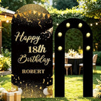 6FT Birthday Custom Foam Arch Backdrop Board with Age Name, 6.6FT Custom Foam Board Backdrop for Parties Ceremony, Outdoor Use Party Decor for Adults Mom Friend by YZPPDHFCCustomGift