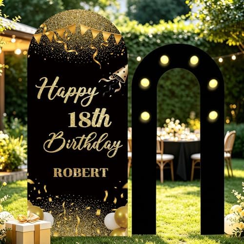 6FT Birthday Custom Foam Arch Backdrop Board with Age Name, 6.6FT Custom Foam Board Backdrop for Parties Ceremony, Outdoor Use Party Decor for Adults Mom Friend by YZPPDHFCCustomGift