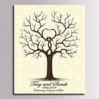 Customized Wedding Tree with Heart Painting DIY Fingerprint Guest Book Alternative with Wooden Hanger Ready to Hang Party Decorations Wedding Gifts-60x80cm - Image 2