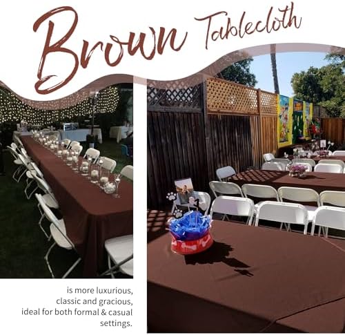 Showgeous 60x102 Inch Brown Rectangle Tablecloth 10 Pack Fit 6FT Table - Image 3