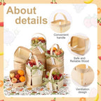 30 Pack Fruit Baskets Wood Small Picnic Berry Basket with Handle Mini Baskets for Gifts Sage Green Farmers Display Basket with Ribbon and Napkins for Camping (Fruit) - Image 3