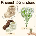 6 Sets Baby Shower Centerpieces,Crochet Knitted Baby Booties Table Decorations With Artificial Flowers Bulk DIY Boho Rustic Decor for Gender Reveal Party - Image 2