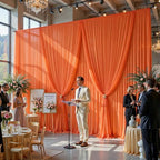 30ft×10ft Wrinkle Free Orange Backdrop Curtain Drapes, 6 Panels 5ftx10ft Sheer Tulle Chiffon Backdrop Panels Curtains for Wedding Baby Shower Birthday Party Stage Photo Home Decorations - Image 3