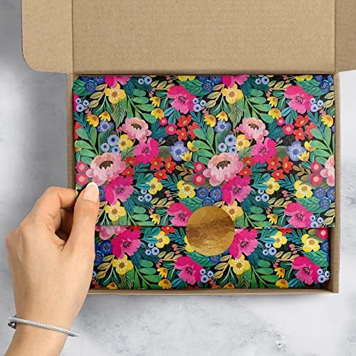 Jillson Roberts 20" x 30" Printed Gift Tissue for Birthdays, Wine Bags, Weddings, Floral Burst, 48 Folded Sheets - Image 4