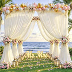 32ftx10ft Wrinkle Free Beige Backdrop Curtain - 10 Feet Photography Backdrop Drapes, Silky Polyester Back Drop Cloth for Wedding Baby Shower Balloon Arch Background - Image 3