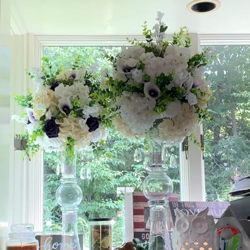 WEISPARK 100PCS Artificial Hydrangea Flowers, Fake Flowers Silk White Hydrangea Full Flowers Heads with Stems for Wedding Home Party Shop Baby Shower Decor - Image 4