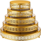 Wenqik 5 Pcs Metal Gold Cake Stand,16/14/12/10/8 in Round Cake Holder by Wenqik