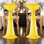 MDS Pack of 125 Chiffon Chair Sashes for Wedding & Event Décor - Yellow - Image 6