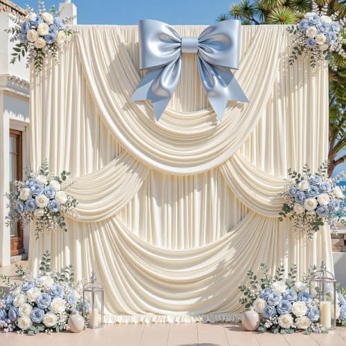40ft x 10ft Beige Backdrop Curtains, Beige Cream Drapes for Backdrop Fabric - Image 2