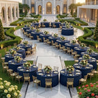 6 Pack Navy Blue Spandex Round Tablecloths for 72inch Table, Wrinkle Free 132inch Stretchy Fitted 6ft Round Table Cloths Covers with Skirt for Wedding Birthday Parties Banquet Events - Image 6