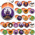 Treela 24 Pcs Halloween Pumpkin Scented Tin Candles Cinnamon Spice Fall Mini Soy Candles in Round Metal Tins, 5x2cm Small Halloween Candle Favors for Party Decorations by Treela