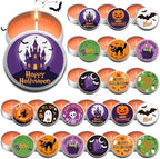 Treela 24 Pcs Halloween Pumpkin Scented Tin Candles Cinnamon Spice Fall Mini Soy Candles in Round Metal Tins, 5x2cm Small Halloween Candle Favors for Party Decorations by Treela