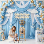 30ft x 10ft Baby Blue Backdrop Curtains for Parties, 6 Panels 5ft x 10ft Wrinkle-Free Light Blue Drapes for Baby Shower Boy Gender Reveal Birthday Wedding Pool Party Summer Beach Party - Image 5