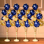 Wettarn 4 Set Balloon Column Kit for Floor with LED Light Balloons Stand Kit Tower Pillar Backdrop for Wedding Birthday Summer Baby Shower Party Decorations(Gold and Navy Blue) by Wettarn