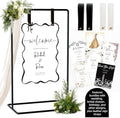 Wedding Sign Holder, Adjustable Welcome to Our Wedding Sign Stand W/Design Bundle & Leather Sign Hanging Straps, Heavy Duty Easel Stand for Sign, Wedding Seating Chart Stand, Easel for Display (Black) by Furosa
