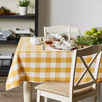 DII Buffalo Check Collection, Classic Farmhouse Tablecloth, 52 x 52, Honey Gold - Image 5