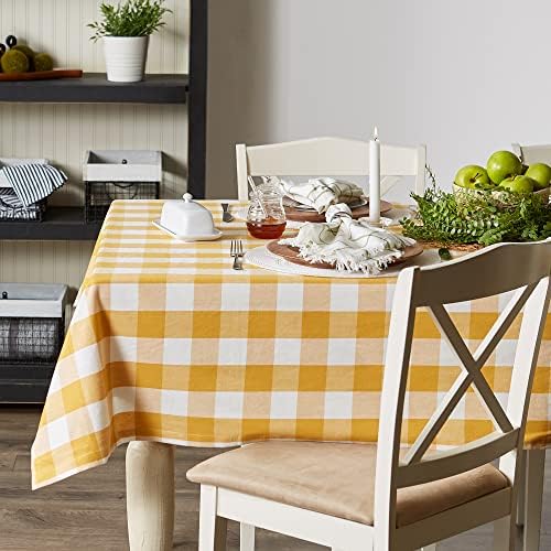 DII Buffalo Check Collection, Classic Farmhouse Tablecloth, 52 x 52, Honey Gold - Image 5