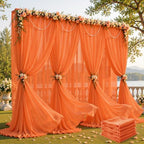 30ft×10ft Wrinkle Free Orange Backdrop Curtain Drapes, 6 Panels 5ftx10ft Sheer Tulle Chiffon Backdrop Panels Curtains for Wedding Baby Shower Birthday Party Stage Photo Home Decorations by Unknown