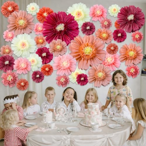 Giegxin 20 Pcs Pink Paper Flowers for Wall Boho Wedding Tissue Decorations - Image 5