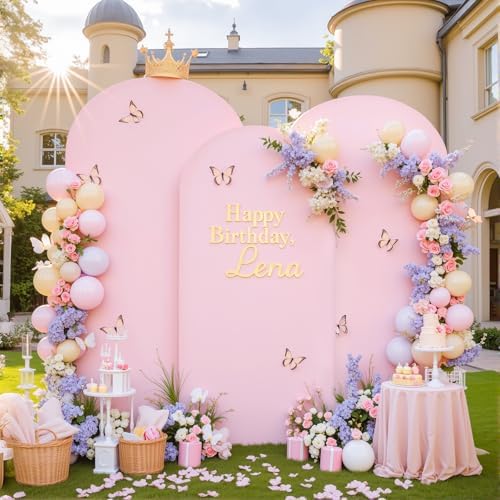 Pink Arch Cover 6.6FT 7.2FT 8FT Party Party Arch Covers Stretchy Backdrop Set of 3 - Image 3