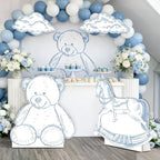 4PCS Blue Bear Baby Shower Decorations, We Can Bearly Wait Toile de Jouy Teddy Bear Cardboard Cutouts Standee Set, Blue Safari Baby Shower Party Supplies - Image 6