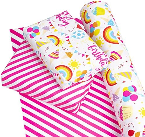 WRAPAHOLIC 30 Inch Jumbo Reversible Birthday Wrapping Paper - 30 Inch X 100 Feet Jumbo Roll - Birthday Party Design, Perfect for Celebration, Baby Shower and More Occasions - Image 3