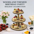 SENMUT Cupcake Stand Wood Dessert Stands 3 Tier Cupcake Tower Large Cupcake Display Stand Rustic Cupcake Tier Stand for Woodland Baby Shower Decorations,Wedding,Birthday,Party,Farmhouse Decor - Image 4