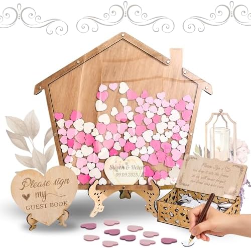 Rustic Wooden Wedding Guest Book Alternative, House Shape Drop Box Frame by Handmade
