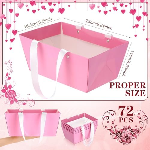 Glenmal 72 Pcs Baskets for Gifts Waterproof Empty Kraft Basket Bulk,Pink - Image 2