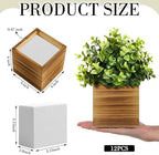 Suzile 12 Set Wooden Box Centerpiece, 4 Inch Square Planter Vase - Image 2