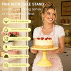 3 PCS Yellow Round Cake Stand Set, Multi Size Metal Cupcake Holders Stand for Birthday Wedding Banquets, Pastry Display Holders for Holiday Party Dessert Display Table Decor (8"/10"/12" Plate) - Image 4