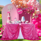 SoarDream Hot Pink Sequin Tablecloth 90"x132" Birthday Table Cloth - Image 2