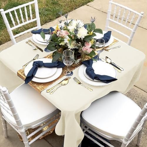 Fitable 6 Pack Ivory Square Tablecloths 70x70 Inch for 2-4 Ft Tables - Image 2