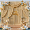 10x14ft Beige Backdrop Curtains for Wedding Party, 2 Panels 14 ft Long Back Drop Cloth, Wrinkle-Free Polyester Drapes for Birthday, Baby Shower, Stage Photography Background by Gogoparti