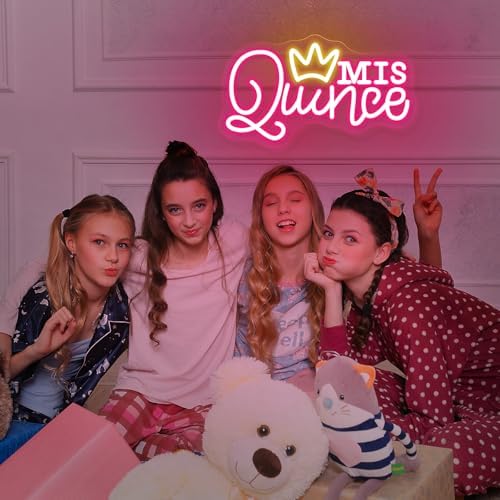 Mis Quince Neon Sign for Wall Decor, Dimmable LED Sign Neon Lights for Bedroom Quinceanera Christmas Birthday Party Room Decoration Gift for Girl Kid lover 15.7 * 9 Inch - Image 3