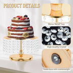 Gold 11.8 Inch Crystal Cake Stand Dessert Display Set of 2 - Image 3