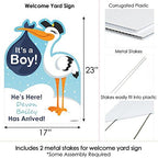 Big Dot of Happiness Custom Boy Special Delivery - Baby Arrival Sign - Blue It's A Boy Stork Personalized Baby Announcement & Welcome Yard Sign - Image 6